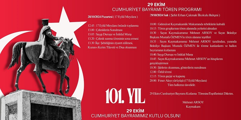 29 Ekim Cumhuriyet Bayramı Tören Programı